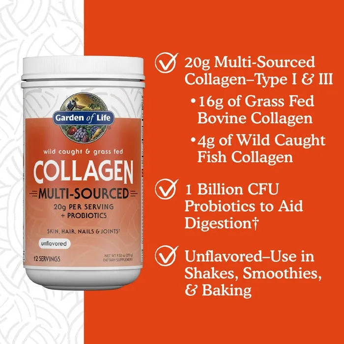 Wild Caught & Grass Fed Collagen Multi-Sourced - 9.52 oz Powder