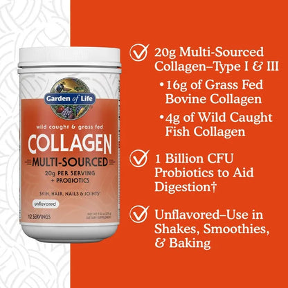 Wild Caught & Grass Fed Collagen Multi-Sourced - 9.52 oz Powder