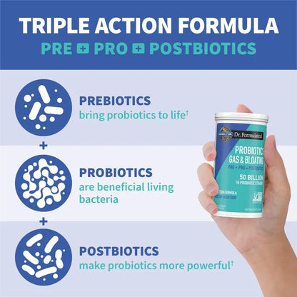 Dr. Formulated Probiotics Gas and Bloating† 50 Billion 30 Capsules