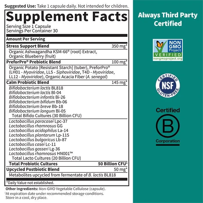 Dr. Formulated Probiotics Calm† 50 Billion 30 Capsules
