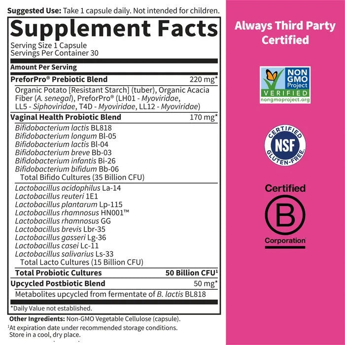 Dr. Formulated Probiotics Women's pH 50 Billion 30 Capsules