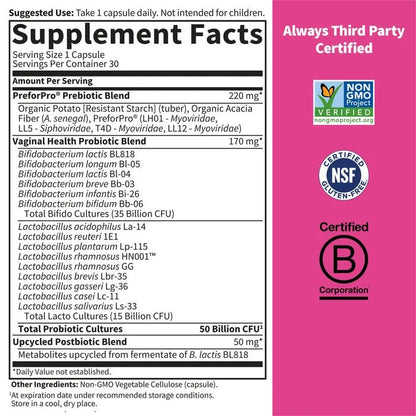Dr. Formulated Probiotics Women's pH 50 Billion 30 Capsules