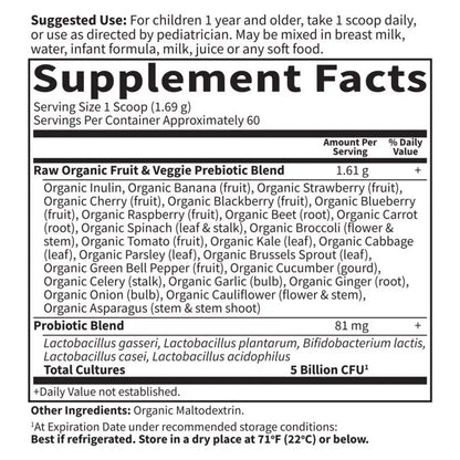 Organic Raw Probiotics Kids Cooler Powder