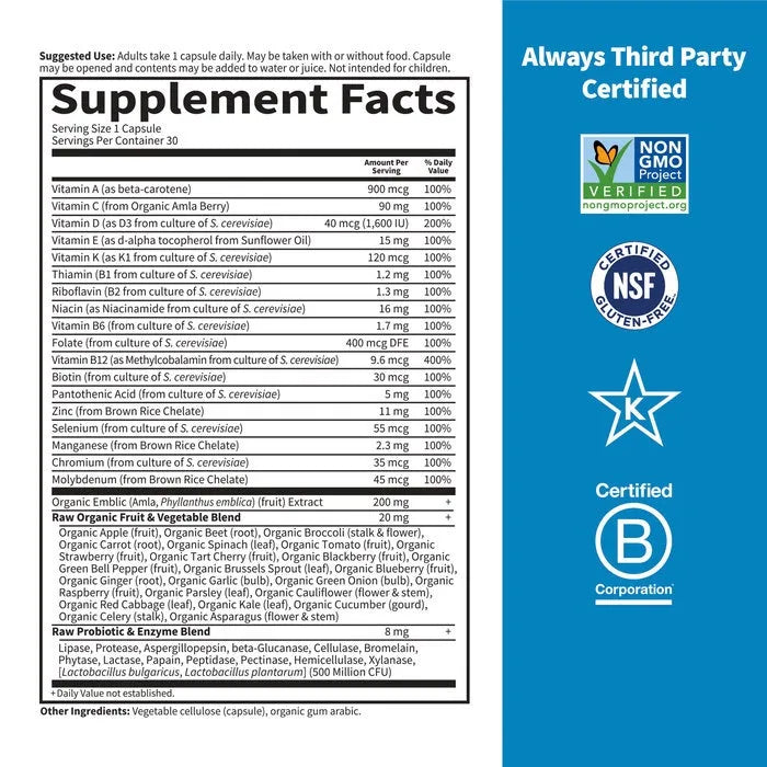 Vitamin Code Raw One for Men Multivitamin Capsules