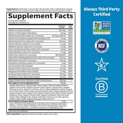 Vitamin Code Raw One for Men Multivitamin Capsules