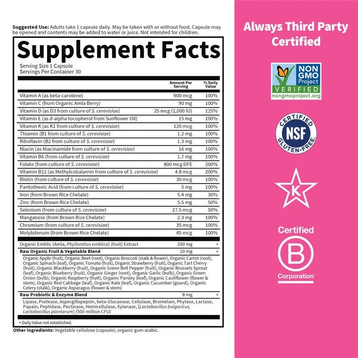Vitamin Code Raw One for Women Multivitamin Capsules