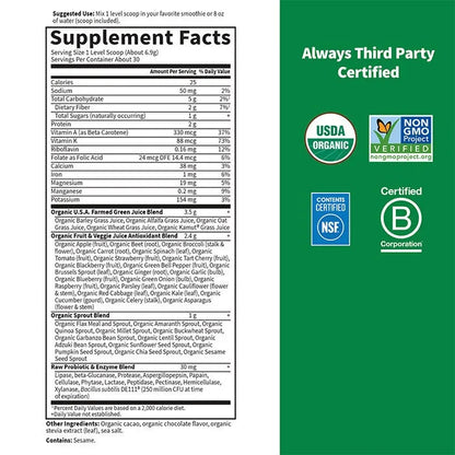 Raw Organic Perfect Food Green Superfood Chocolate Powder