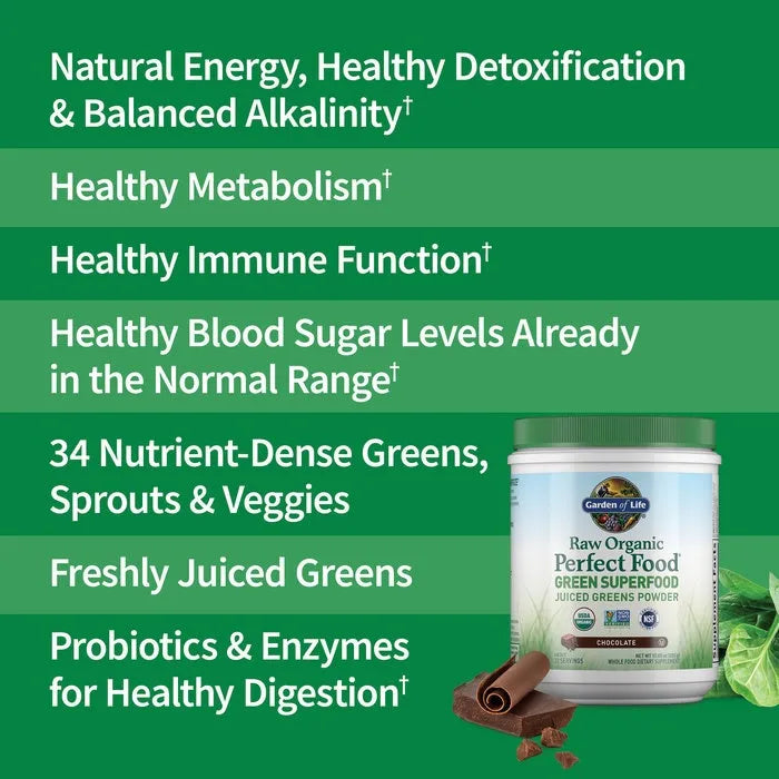 Raw Organic Perfect Food Green Superfood Chocolate Powder