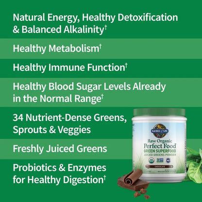 Raw Organic Perfect Food Green Superfood Chocolate Powder