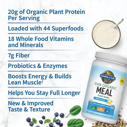 Raw Organic Meal Replacement Protein Powder - Vanilla