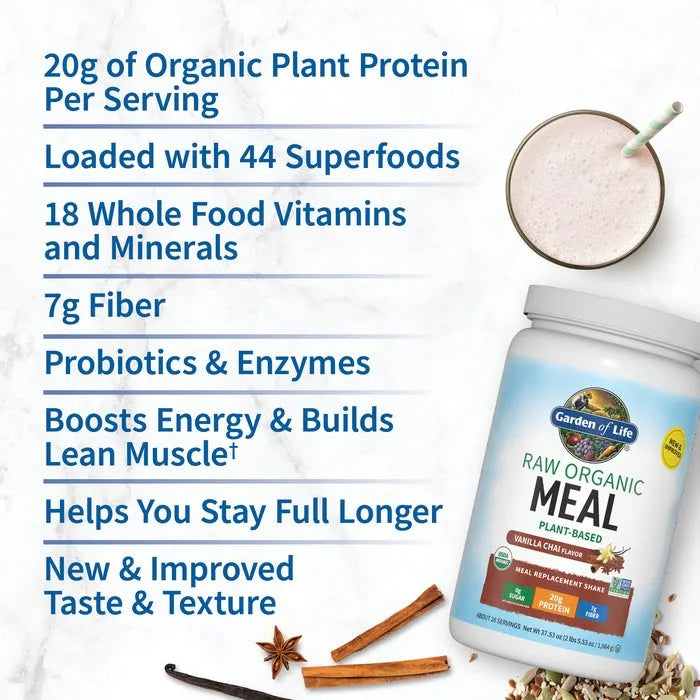 Raw Organic Meal Vanilla Spiced Chai Powder