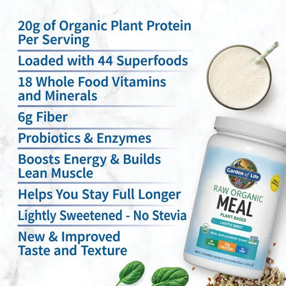 Raw Organic Meal Replacement Protein Powder - Lightly Sweet