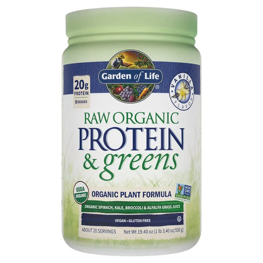 Raw Organic Protein & greens - Vanilla, 19.4 oz (550 g)